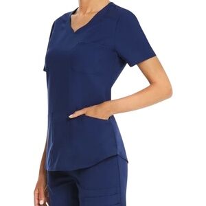 Scrubstar womens V neck, scrub suit, medical outfit, MediumTops and pants , Blue